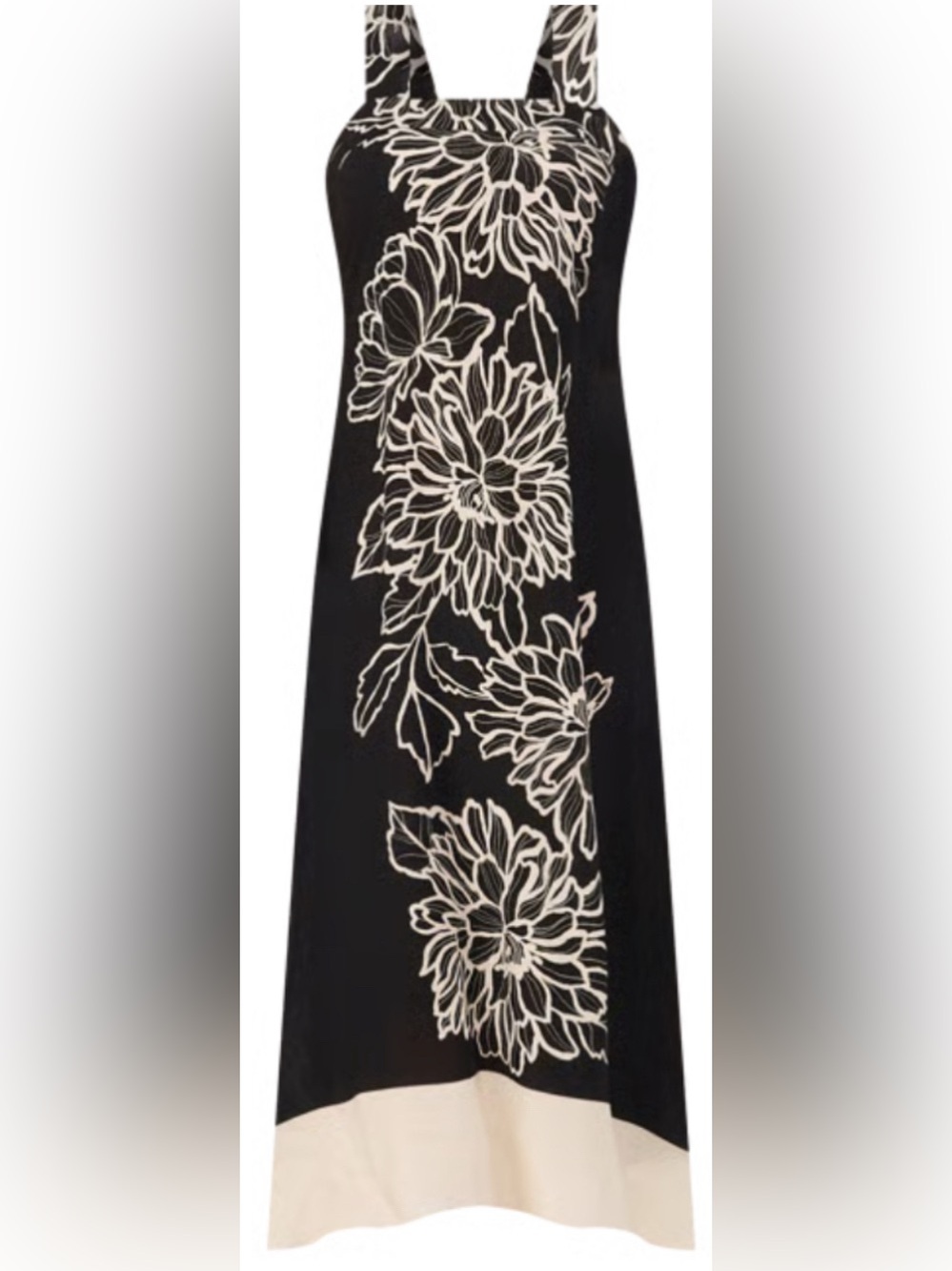 VINCE CAMUTO Black/Ivory Floral Sleeveless Maxi Dress: Size Small